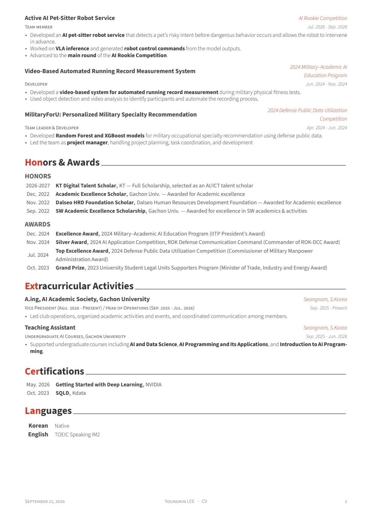 Andrew Youngmin Lee CV, page 2